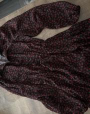 Robe chemise noire et rouge S Bershka