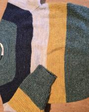 Pull Laine ligné vert jaune gris zara