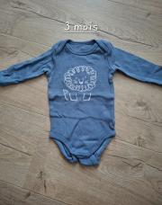  Body manches longues 3 mois bleu clair