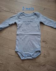 Body manches longues 3 mois bleu (Petit bateau)