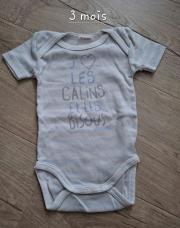 Body manches courtes 3 mois bleu (Absorba)