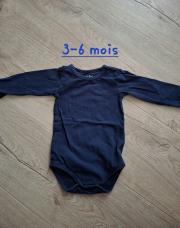 Body manches longues 3-6 mois bleu marine