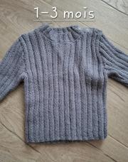 Pull gris tricoté 1-3 mois