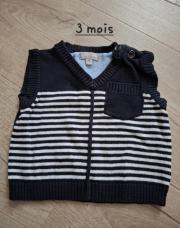 Pull sans manches rayé (Grain de blé)