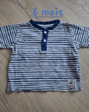 T-shirt manches longues 6 mois bleu rayé