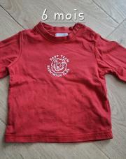 T-shirt manches longues 6 mois rouge