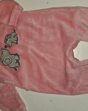 Grenouillère rose pâle éléphant maman et bébé. 6 mois