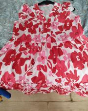 Robe fleuris rouge et rose taille 14 ans neuve