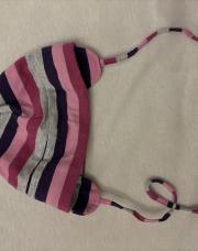 Bonnet bébé 45cm rayé gris rose violet