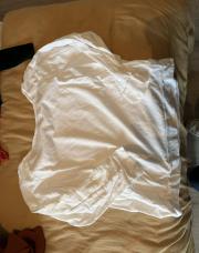 Blouse blanche détails beige manches 46