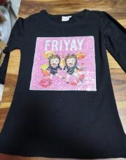 Blouse emoji 170..176 noir longue manche colorée 