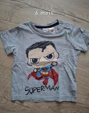 T-shirt gris Superman 6 mois(H&M)