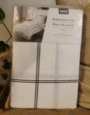 Literie Blanche à carreaux 140x200cm 