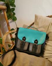 Sac à main Vintage noir et bleu/vert 