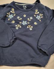 Pull bleu fleur t74