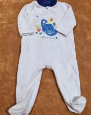 Pyjama hiver  12 mois Sergent Major blanc et col bleu dino