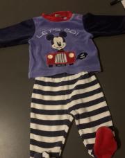 Pijama Mickey mauve/bleu 62 cm