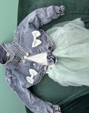 18-24 mois ensemble robe menthe et veston jeans Shein