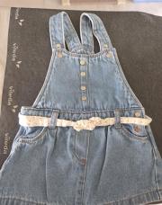 Robe jean ceinture claire à pois bruns - Obaibi - 6 mois - 68 cm