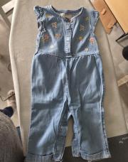 Combinaison jean fleurie - Primark - 9 mois - 74 cm