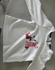 Blouse blanche manches longues animaux rouge bleu - Obaibi - 12 mois - 74 cm