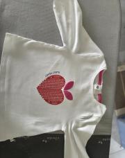 Blouse blanche manches longues pomme-coeur rouge - Obaibi - 12 mois - 74 cm