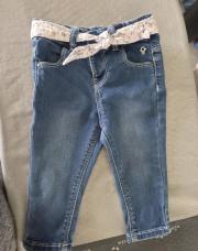 Jean ceinture fleurie rose - Obaibi - 1 an