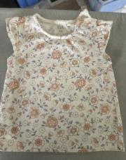Tshirt sans manches clair, fleurs rose/blanc/bleu - C&A 6 à 9 mois - 74 cm