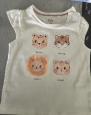 Tshirt sans manches clair 4 félins - C&A 6 à 9 mois - 74 cm 