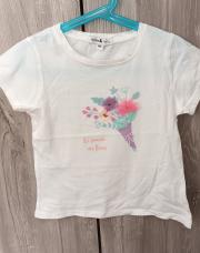T-shirt blanc fleurs 6 ans