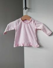 T-shirt fille rose et blanc 56cm