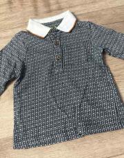 Polo long 86 bleu et blanc 