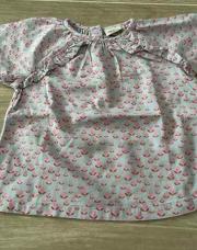 Blouse TAO 24m bleue fleurs roses 