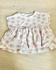 Blouse Zara 2-3A beige fleur rose 