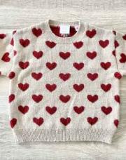 Pull Zara 4A marron cœur rouge 