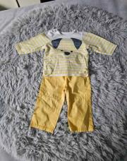 Ensemble 2 pièces Garçon Sous pull ligne jaune chien + pantalon jaune , taille 3 mois
