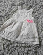 Ensemble 1 pièce Fille KIABI, Robe neuve blanche grise noeud rose, taille 6 mois