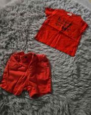 Ensemble 2 pièces Garçon TAO, 1 short orange + 1 t-shirt orange, taille 9 mois 
