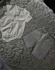 Ensemble 2 pièces Garçon ORCHESTRA, Body Chemise blanc courtes manches + 1 Short gris , taille 12 mois