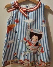 Robe sans manche blanche lignée bleue ROSALITA 5ans