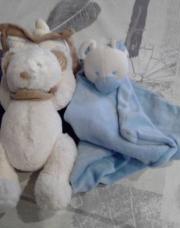 peluche musical+doudou bleu