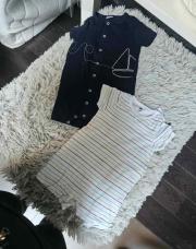 Ensemble 2 pièces Garçon , combi bleue foncée + combi  blanc bleu, taille 12 mois