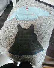 Ensemble 2 pièces Fille MEXX, gilet bleu et robe kaki, taille 3-6 mois