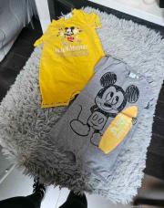 Ensemble 2 pièces Garçon , combi mickey grise et jaune, taille 9 mois