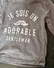 Sous pull gris 24 mois je suis un adorable gentleman 