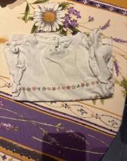 Blouse blanche fleurs 12mois