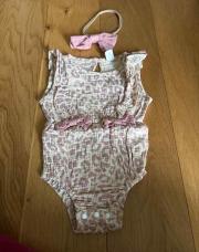 Barbodeuse léopard rose beige 6-9m