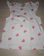 Haut cœur rose petit pois doré 6 mois 