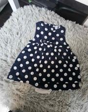 Ensemble 1 pièce Fille, Robe bleue foncée à pois blanc, taille 6 mois