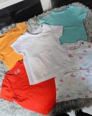 Ensemble 5 pièces Garçon Orchestra, T-shirt blanc blanc algues rouge orange bleu clair, taille 9 mois